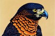 art bird peregrine falcon painted in color on a white background