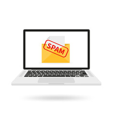 Poster - Laptop with spam message. Vector illustration