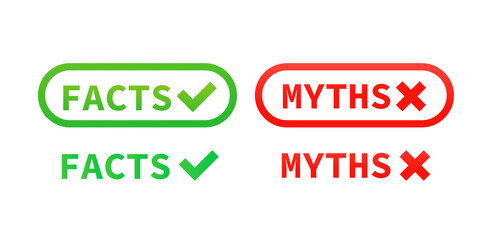 Facts, myths on a white background. Vector illustration