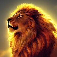 Hyper-realistic illustration of a lion in all of his glory