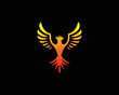 Flying Phoenix Fire Bird And Dove Eagle Abstract Logo Design Vector Template Logotype Concept.