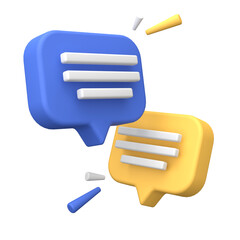 Fototapete - 3d rendering of Speech bubble messages, bell notification, social media communication concept, chat box in social network and messenger with transparant background