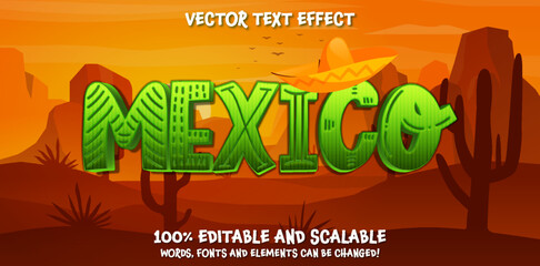 Leinwandbilder - Mexican Vector Editable Text Effect Template, editable desert style Mexican font letters template, use for business logo and brand