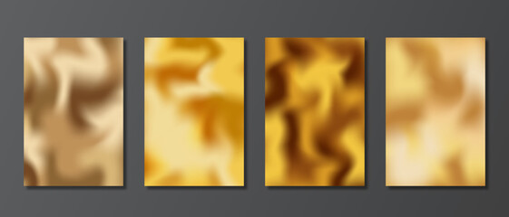 Poster - Modern cover design set. Gold blurred backgrounds set. Modern abstract blurred golden gradient patterns. Luxury templates collection for invitations, posters, flyers and greeting cards