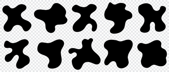 Poster - Abstract liquid shapes set. Irregular oval blob. Futuristic shape ink blots. Liquid elements. Random blotches. Modern graphic elements. Vector illustration