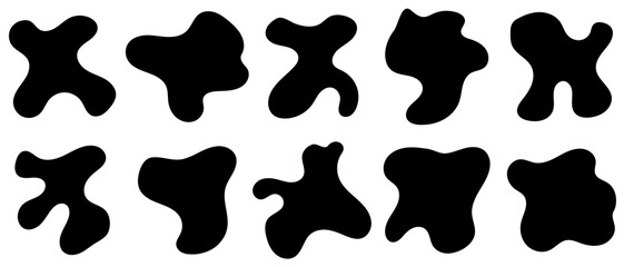 Poster - Abstract liquid shapes set. Irregular oval blob. Futuristic shape ink blots. Liquid elements. Random blotches. Modern graphic elements. Vector illustration