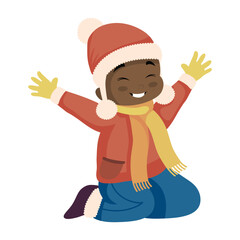 Sticker - afro boy celebrating christmas