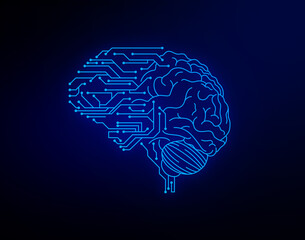 Aufkleber - Abstract futuristic background with Artificial Intelligence design theme. Modern Technology illustration for banner and poster copy space 