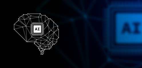 Aufkleber - Abstract futuristic background with Artificial Intelligence design theme. Modern Technology illustration for banner and poster copy space 