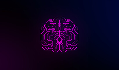 Aufkleber - Abstract futuristic background with Artificial Intelligence design theme. Modern Technology illustration for banner and poster copy space 