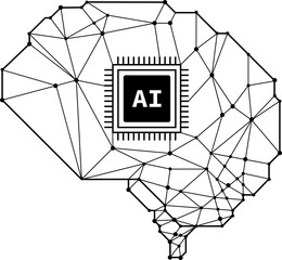 Aufkleber - - in futuristic artificial intelligence design theme. Printed circuit board outline illustration for design element. Modern technology networking with ai processor