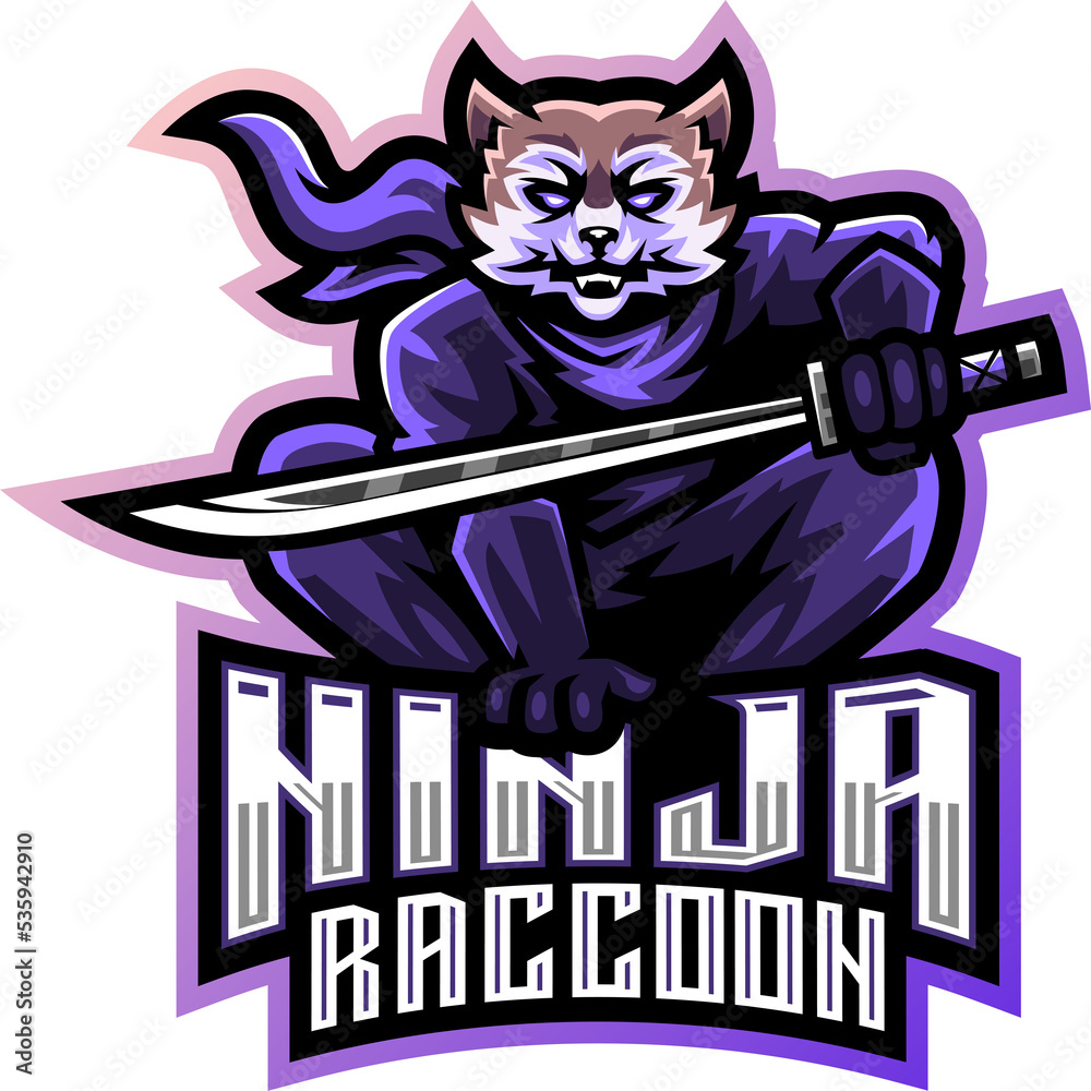 Ninja raccoon esport mascot Stock Illustration | Adobe Stock