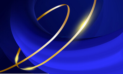 Poster - Abstract luxury copy space background with blurry lighting in blue color theme. Premium wallpaper with gold for banner poster and certificate