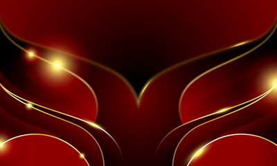 Poster - Abstract luxury copy space background with blurry lighting in red color theme. premium wallpaper with gold for banner poster and certificate