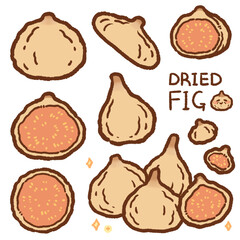 Wall Mural - dried fig cartoon drawing set