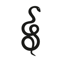 Mystic Black silhouette snake. Isolated symbol . Abstract sign snake