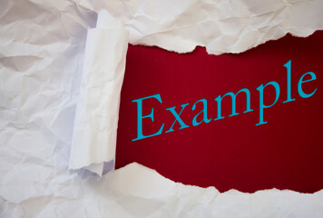 Poster - Example text with Torn, Crumpled White Paper on colored background.