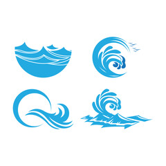 water wave symbol and icon logo template