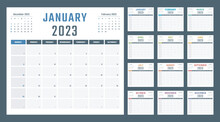Calendar For 2023 Starts Sunday, Vector Calendar Design 2023 Year