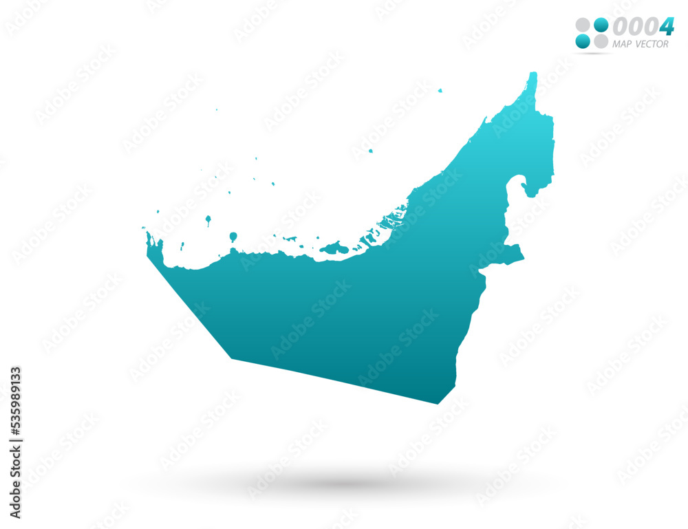 Vector blue gradient of United Arab Emirates map on white background ...