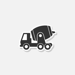 Canvas Print - Cement mixer truck icon sticker isolated on white background 