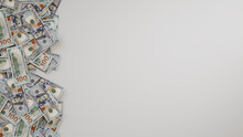 Banknotes Border Background With Copy-space. Banking Concept With One Hundred Dollar Bills At The Edge Of Frame.