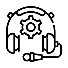 Wall Mural - Headphones and cog, concept of technical support line icon 