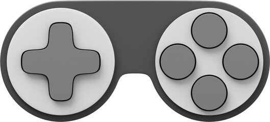 Poster - Minimalistic console game controller. PNG gray icon on transparent background. 3D rendering.
