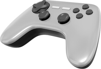 Poster - Realistic console game controller. Gray PNG icon on transparent background. 3D rendering.