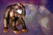 Monkey in a medical mask, conceptual 3D illustration