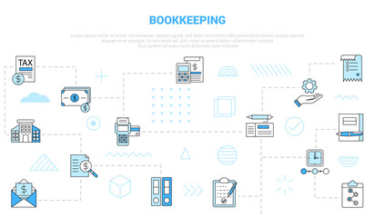 bookkeeping concept with icon set template banner with modern blue color style