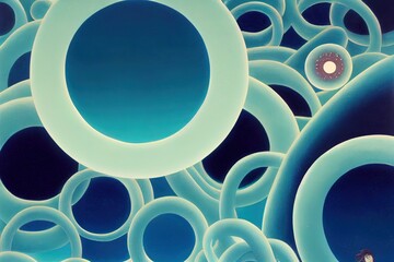 Poster - Top view Closeup blue water rings, Circle reflections in pool.