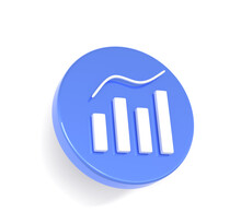 Infographic Chart Or Diagram For Presentation Statistic And Analytics Information. Blue Round Icon With Growing Graph On White Background. Stats Report, Finance Or Business Analysis