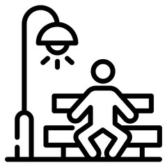 Poster - Man sitting in a park, line icon