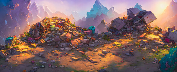 Artistic concept painting of a garbage in the forest , background 3d illustration.