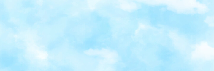 Wall Mural - abstract watercolour painting blue sky overcast above the cloud in panorama view beautiful cloudscap