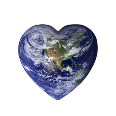 Earth in the shape of a heart isolated on transparent background, ecology and environment concept - Elements of this image are furnished by NASA