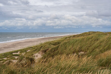 North Sea At Nymindegab Strand Near The Ringkøbing Fjord With Dunes At High Tide
