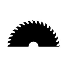 A Circular Saw Blade. Half Sawblade. Vector Isolated Illustration On White Background. 