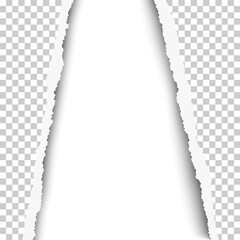 Wall Mural - Vector torn, snatched vertical; window with white background in transparent sheet of paper.