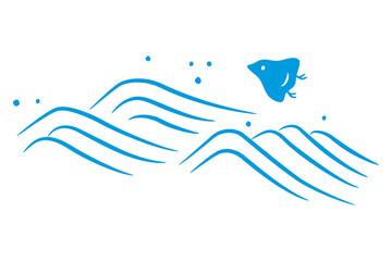 Wall Mural - Japanese wave pattern illustration