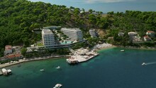 Aerial View Of Lafodia Hotel Resort And La Baja Beach In Lopud, Croatia