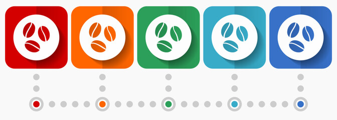 Aufkleber - Coffee beans vector icons, infographic template, set of flat design symbols