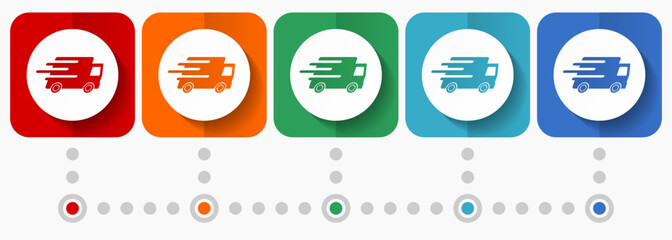 Aufkleber - Speed transport vector icons, infographic template, set of flat design  fast delivery symbols