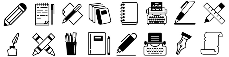 Fototapete - Writing vector icon set. Notes illustration sign collection. notice symbol.