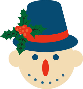 Retro vintage Christmas snowman. Vector illustration