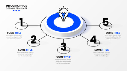 Wall Mural - Infographic template. Isometric circle with 5 steps