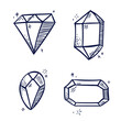 Hand drawn gem stones line icons set