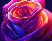 Colorful Red Pink Rose Zoomed Scene, Fairytale Style