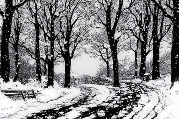  winter car and road of snow